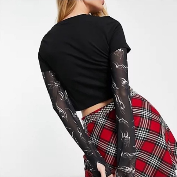New!!!! metaverse graphic mesh insert sleeve crop tee sz 6 - Picture 4 of 4